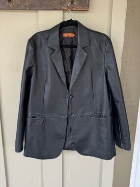 Black Pleather Blazer Jacket